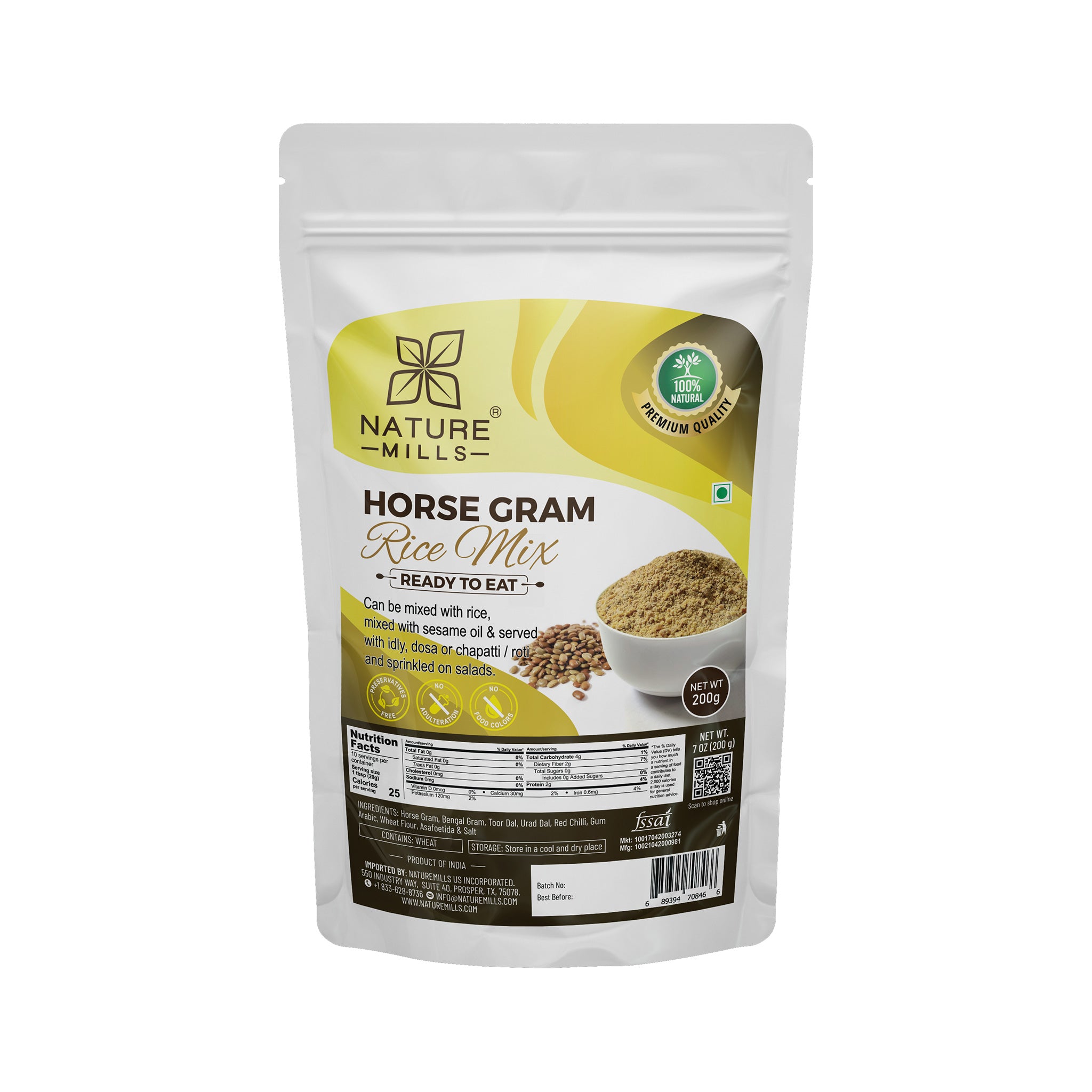 Nature Mills Horse Gram Rice Mix packaging on a white background