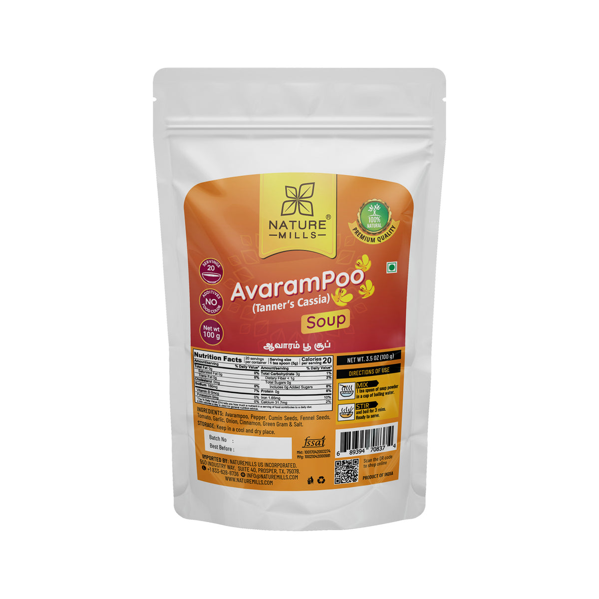 Nature Mills AvaramPoo soup package on a white background