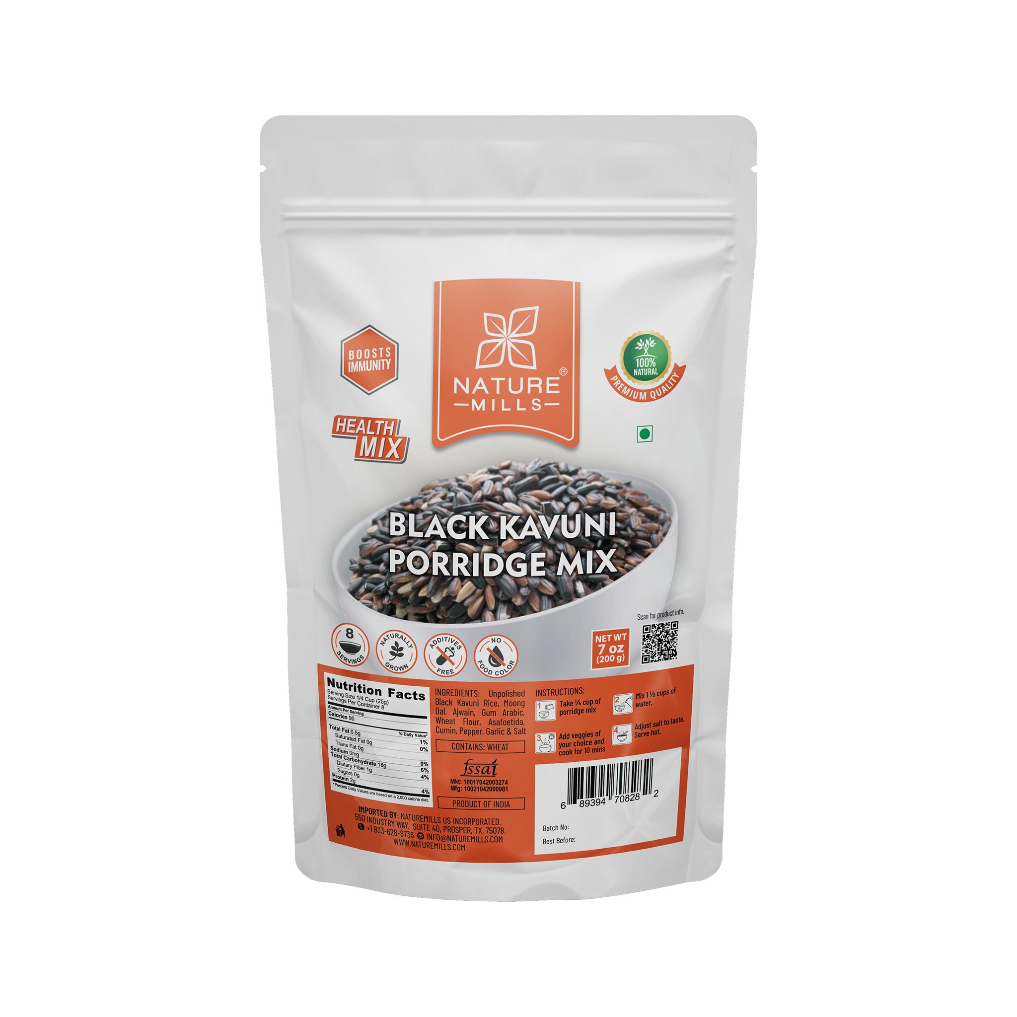 Nature Mills Black Kavuni Porridge Mix packaging on a white background