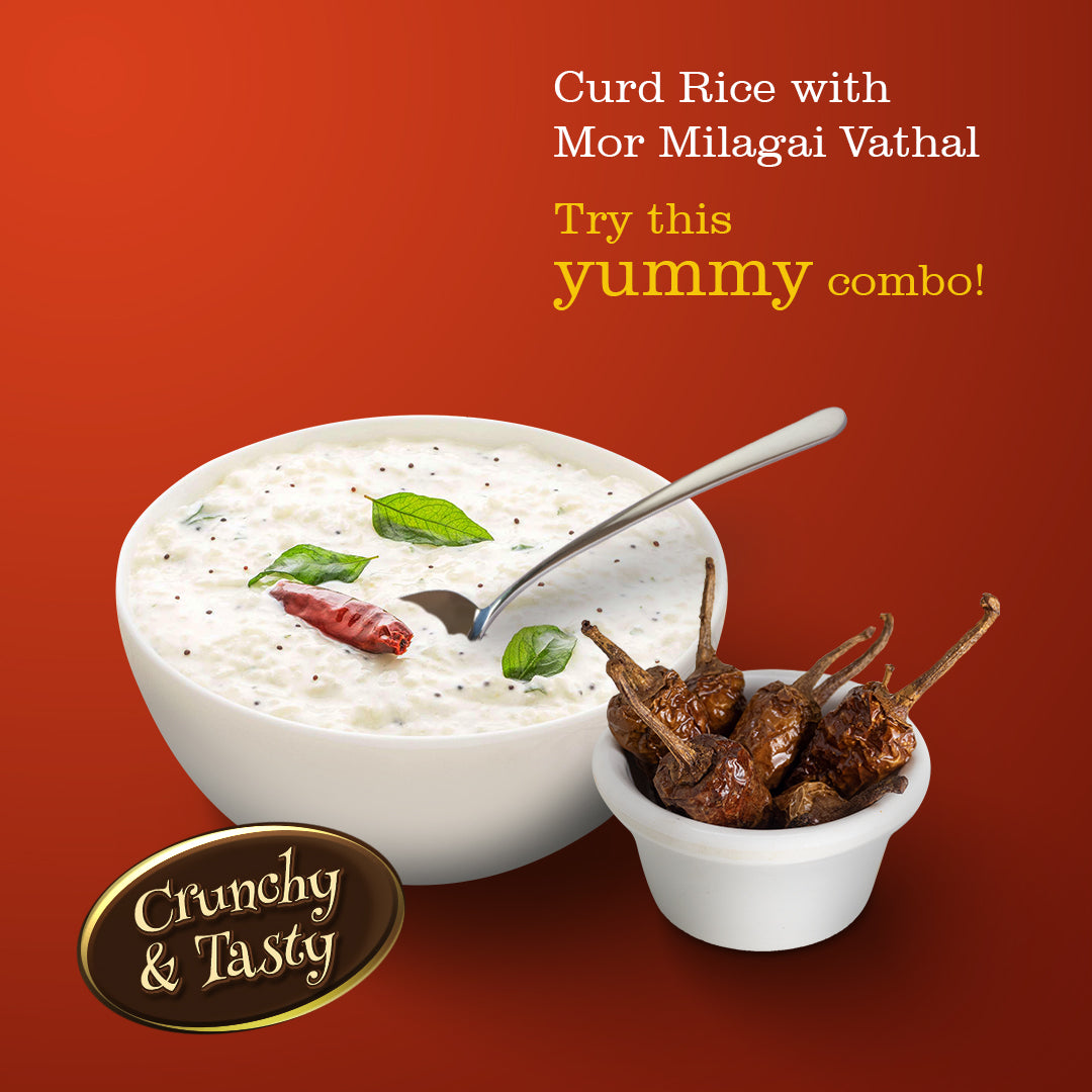 Mor Milagai Vathal with Curd Rice
