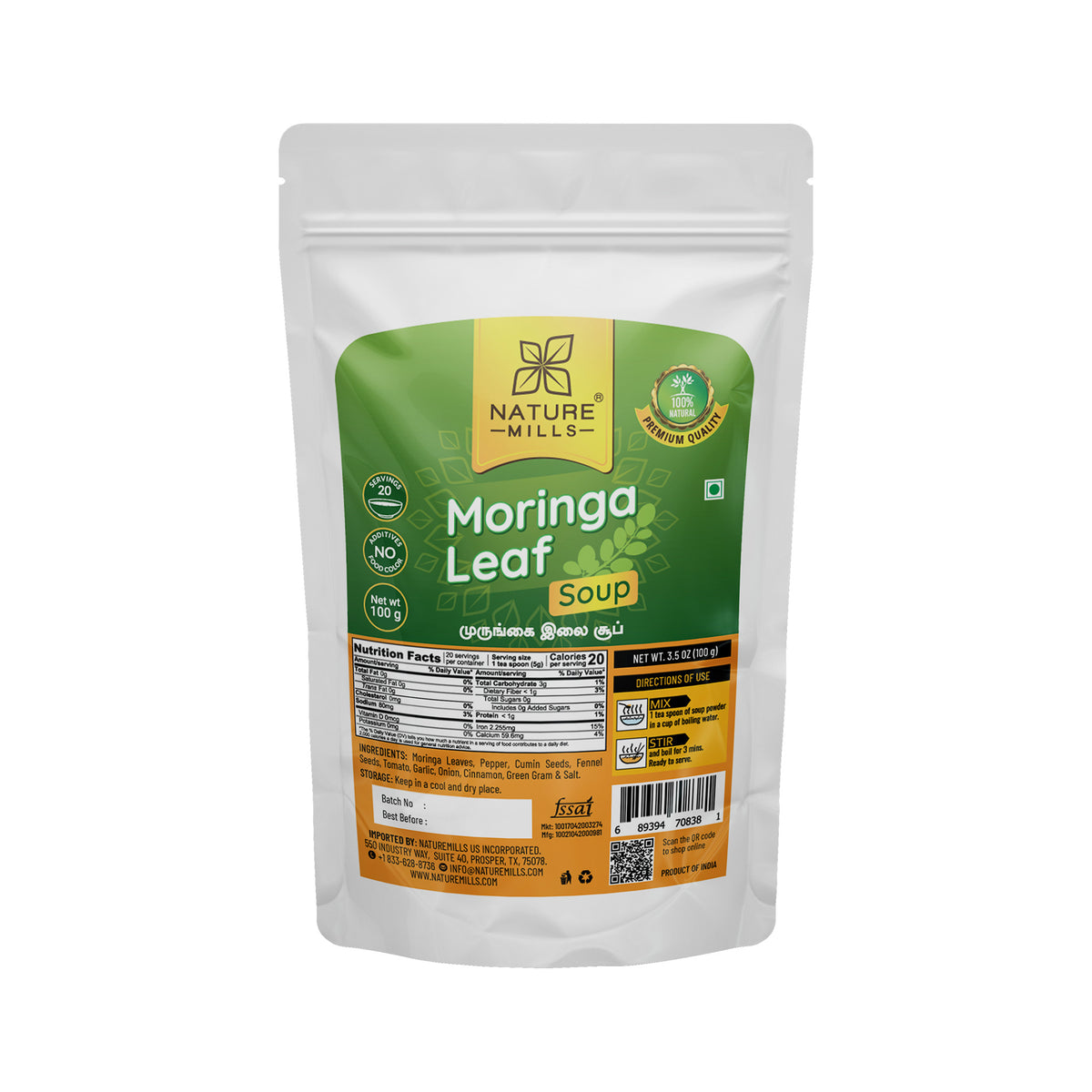 Nature Mills Moringa Leaf Soup package on a white background