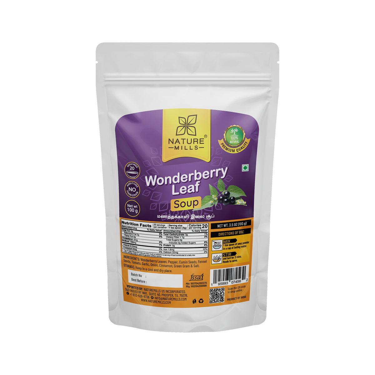 Nature Mills Wonderberry Leaf Soup package on a white background